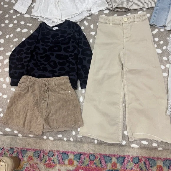 Lot of 8 Zara Kids bundle girls dress romper top pants skirt shorts denim crew - Picture 4 of 8